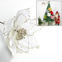 2 stks kerst kunstmatige bloem laat bloemstuk kerstboom decoratie (wit) - thumbnail