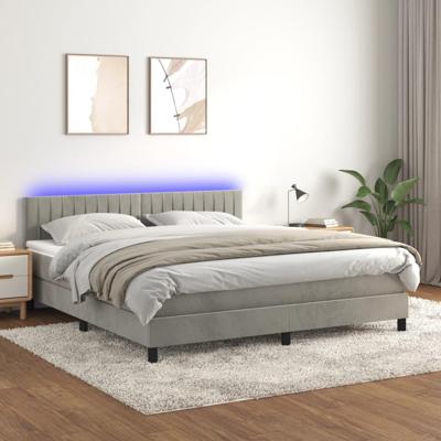 Boxspring met matras en LED fluweel lichtgrijs 180x200 cm
