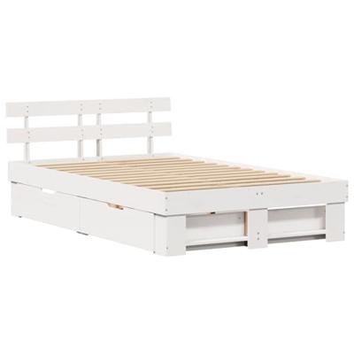 Bedframe met hoofdeinde Wit 140 x 190 cm Massief grenenhout