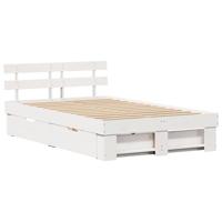 Bedframe met hoofdeinde Wit 140 x 190 cm Massief grenenhout - thumbnail
