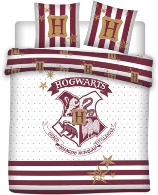 Harry Potter Dekbedovertrek - Hogwarts wit/rood katoen