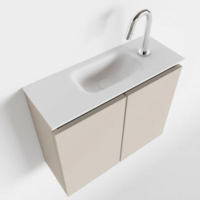 MONDIAZ TURE 60cm toiletmeubel linen. EDEN wastafel talc midden 1 kraangat