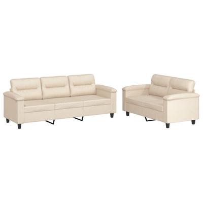 2-delige Loungeset met kussens microvezelstof beige