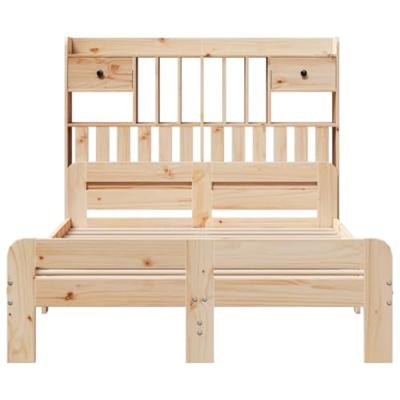 Bed met boekenkast zonder matras massief grenenhout 135x190 cm