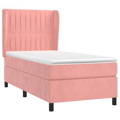 Boxspring met matras fluweel roze 160x200 cm