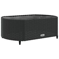 5-delige Loungeset met kussens poly rattan zwart - thumbnail