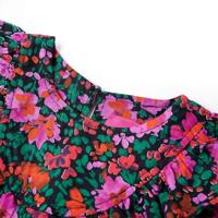 Kinderjurk met lange mouwen bloemenprint 128 felroze - thumbnail