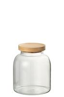 J-Line voorraadpot Tom - glas|bamboe - transparant|naturel - small - thumbnail