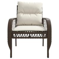 4-delige Loungeset met kussens poly rattan bruin - thumbnail