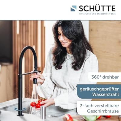 Schutte AQUADOT Digitale keukenkraan met smart control | Mat Zwart/Zwart | Met soft-touch slang - 99566