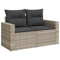 11-delige Loungeset met kussens poly rattan lichtgrijs - thumbnail