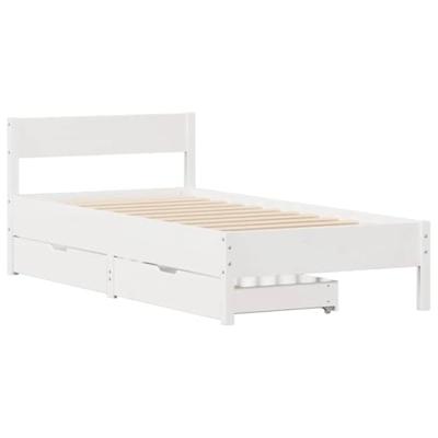 Bedframe zonder matras massief grenenhout wit 140x200 cm