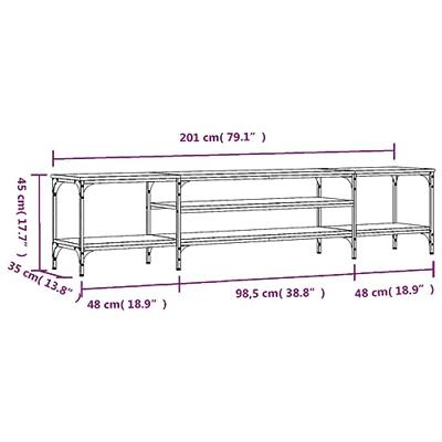 Tv-meubel 201x35x45 cm bewerkt hout en ijzer sonoma eikenkleur