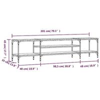 Tv-meubel 201x35x45 cm bewerkt hout en ijzer sonoma eikenkleur - thumbnail