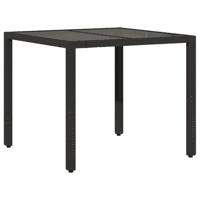 5-delige Bistroset met kussens poly rattan zwart - thumbnail