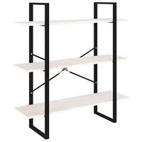 VidaXL Boekenkast met 3 schappen 100x30x105 cm massief grenenhout wit - thumbnail
