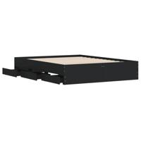 Bedframe met lades bewerkt hout zwart 150x200 cm - thumbnail