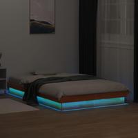 Bedframe met LED massief grenenhout wasbruin 135x190 cm - thumbnail