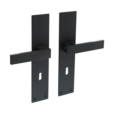 Deurkruk Amsterdam met schild 250x55x2mm sleutelgat 72mm zwart