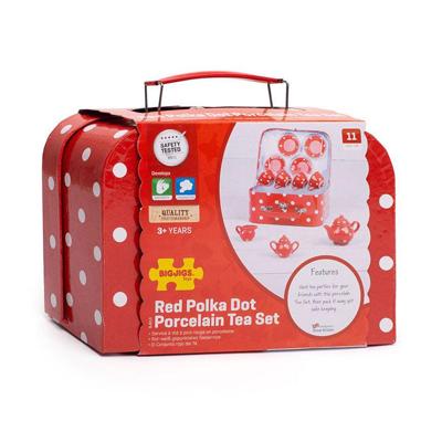 Bigjigs porseleinen theeservies in opgbergkoffer, 12dlg. Bigjigs porseleinen theeservies in opgbergkoffer, 12dlg.