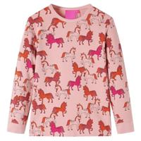 Kinderpyjama met lange mouwen paardenprint 104 lichtroze - thumbnail