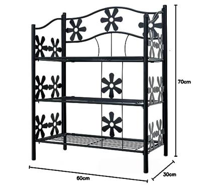 Staande plantenrek Mozaïek Zwart 60x30x70cm met 3 Planken