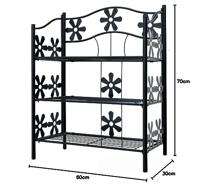 Staande plantenrek Mozaïek Zwart 60x30x70cm met 3 Planken - thumbnail