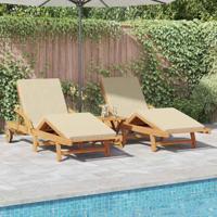 Ligstoel 3 pcs Beige Massief Acaciahout - thumbnail