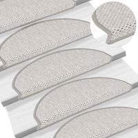 VidaXL Trapmatten zelfklevend 15 st sisal-look 65x21x4 cm platinakleur - thumbnail