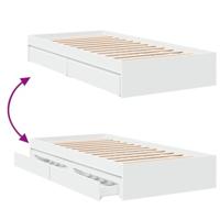 Bedframe met lades bewerkt hout wit 90x200 cm - thumbnail