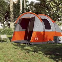 Tunneltent 4-persoons waterdicht grijs en oranje - thumbnail