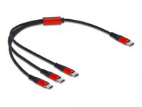 DeLOCK 86712 laadkabel USB-kabel 0,3 m USB 2.0 USB C --> 3 x USB C Zwart, Rood - thumbnail