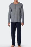 Schiesser Pyjama jeans blauw met knoopjes - thumbnail