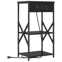 Nachtkastje 2 pcs Zwart eiken 41 x 31 x 76 cm Bewerkt hout - thumbnail