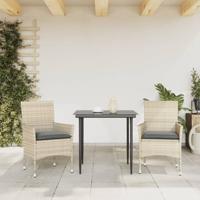 Tuinstoelen 2 st met kussens poly rattan lichtgrijs - thumbnail