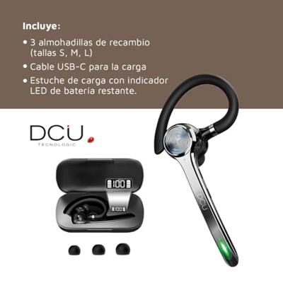 DCU TECNOLOGIC Action Pro Mono Bluetooth 5.0 hoofdtelefoon, draadloos, oproepen beantwoorden en beantwoorden, dual point-connectiviteit