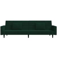 Slaapbank 2-zits met 2 kussens fluweel donkergroen - thumbnail