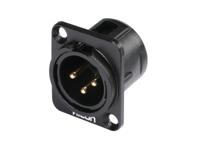 Hicon HI-X3DM XLR-connector Flensstekker, contacten recht Aantal polen: 3 Zilver, Zwart 1 stuk(s) - thumbnail