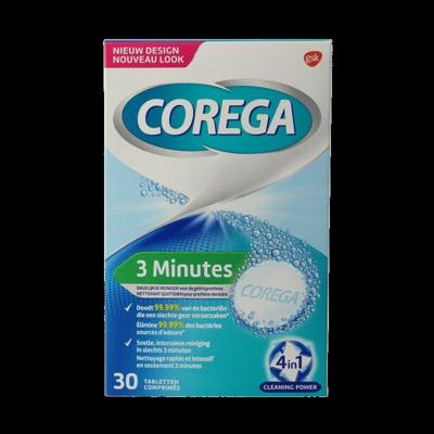 Corega 3 min reinigingstabletten voor de gebitsprothese