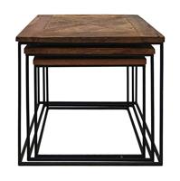 HSM Collection salontafels Austin (set van 3) - bruin/zwart - thumbnail