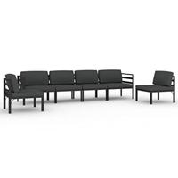 6-delige Loungeset met kussens aluminium antracietkleurig - thumbnail