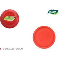 Bordenset Algon Karton Wegwerp Rood 10 Stuks 20 x 20 x 1,5 cm - thumbnail