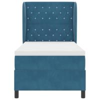 Boxspringbed met matras fluweel donkerblauw 100x200 cm - thumbnail