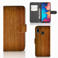Samsung Galaxy A30 Book Style Case Donker Hout - thumbnail