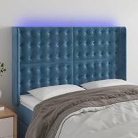 Hoofdbord LED 147x16x118/128 cm fluweel donkerblauw - thumbnail