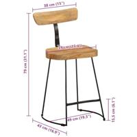 Barkrukken 2 st 49x43x79 cm massief mangohout - thumbnail