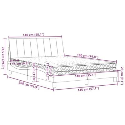 Bed met matras "Hanko" stof donkergrijs 140x190 cm