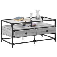Salontafel met glazen blad 98,5x50x45 cm staal - thumbnail