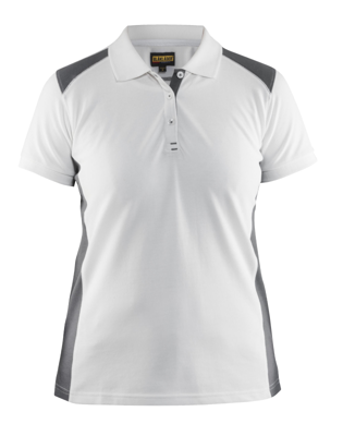 Blåkläder Dames poloshirt piqué 33901050 | Wit/Grijs | Maat XL - 7330509479230