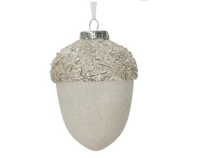 Kersthanger dennenappel 12,5 cm wit Kersthanger dennenappel 12,5 cm wit